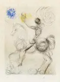 Cavalier et la mort by Salvador Dalí, Aquarellierte Radierung (Kaltnadel und Roulette) auf Japan, sold Jun 2017