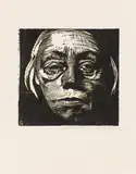 Käthe Kollwitz, Selbstbildnis von vorn, 1923, Holzschnitt auf Bütten