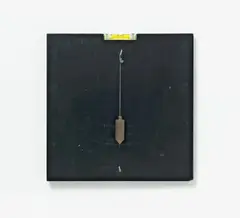 Selbstjustierende Wasserwaage und Lotbild by Timm Ulrichs, 1968, Wasserwage und Lot auf schwarz lackierter Hartfaserplatte, sold Jun 2017