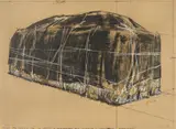 Christo, Packed Hay, Project for the Institute of Contemporary Art, Philadelphia, 1973, Farbserigrafie auf braunem Karton