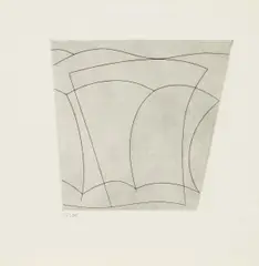 Forms in a landscape (Columns and jugs) by Ben Nicholson, 1966, Radierung auf Velin, sold Oct 2017