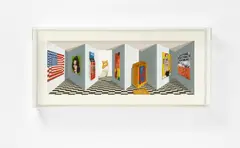 Pop 2008 by Patrick Hughes, 2008, Handkolorierte Farblithografie auf Karton, sold May 2017