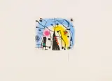 Joan Miró, Les Magdaléniens, 1958, Farbige Aquatintaradierung auf RIVES (Wasserzeichen)