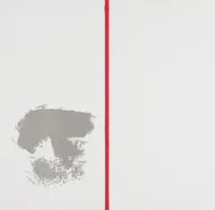 Blinky Palermo, Ohne Titel "mit rotem Strich", 1970, Farbserigrafie auf Chromolux