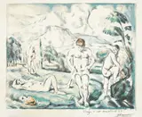 Paul Cézanne, Les baigneurs grande planche (The Large Bathers), 1896-c.1898, Lithograph in colors, on MBM paper, with margins,
