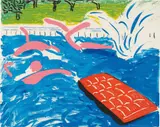 David Hockney, Afternoon Swimming, 1980, Lithograph in colors, on Arches Cover paper, the full sheet,