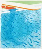 David Hockney, Pool made with Paper and Blue Ink for Book, 1980, Lithograph in colors, on Arches cover paper, the full sheet,