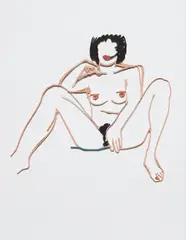 Monica Sitting with Legs Spread by Tom Wesselmann, 1986/97, Alkyd oil in colors on laser cut-out steel,, sold Oct 2013