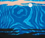 Roy Lichtenstein, Moonscape, from 11 Pop Artists, Volume I, 1965, Screenprint in colors, on blue Rowlux, the full sheet,