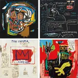 Head; Rinso; Per Capita; and Ernok by Jean-Michel Basquiat, 1983/2001, Four screenprints in colors, on heavy wove paper, the full sheets,, sold Oct 2013
