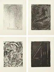 Fizzles (Foirades) by Jasper Johns, 1975-76, The complete set of 33 etchings and aquatints (the double pages in colors), in- and hors-texte, text in English and Fren, sold Oct 2013