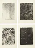 Jasper Johns, Fizzles (Foirades), 1975-76, The complete set of 33 etchings and aquatints (the double pages in colors), in- and hors-texte, text in English and French, with justification, on Richard de Bas watermark SB (the authors initials) and Jasper Johns, text by Samuel Beckett,