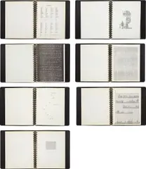 Carl Andre, Seven Books: Three Operas; A Theory of Poetry; America Drill; Passport; One Hundred Sonnets; Lyrics and Odes; and Shape and Structure, 1969-79, Artists' books, comprised of seven vinyl ring binders, with photocopy/xeroxes,