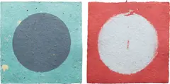 Pairs 10, from the Handmade Paper Project by Kenneth Noland, 1981, The set of two uniquely colored pressed paper pulp prints, the full sheets,, sold Oct 2013