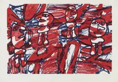 Les passants by Jean Dubuffet, 1982, Lithograph in colors, on Arches paper, with full margins,, sold Oct 2013