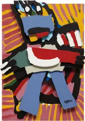 Blue Boy by Karel Appel, 2002, Wood construction hand-painted in colors,, offered Oct 2013