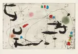 Joan Miró, Tracé sur le paroi II (Mark on the Wall II), 1967, Etching, aquatint in colors with carborundum, on Mandeure Rag paper, with full margins (deckle at lower sheet edge),