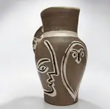 Pichet gravé gris (Grey Engraved Pitcher) by Pablo Picasso, 1954, White earthenware turned pitcher, painted in black, white and grey patina,, sold Oct 2013