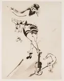 Marc Chagall, L’ acrobate au violin (Acrobat with Violin), 1924, Etching with drypoint, on wove paper, with full margins (deckle on all sides),