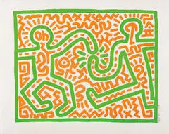 Untitled by Keith Haring, 1983, Woodcut in colors, on Japanese paper, with full margins,, sold Oct 2013