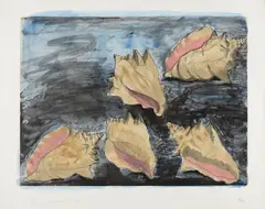 Five Shells by Jim Dine, 1982, Etching and aquatint with hand-coloring, on Rives BFK paper, with full margins,, sold Oct 2013