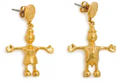 Earrings by Tom Otterness, circa 1995, Pair of gold-plated earrings,, sold Oct 2013