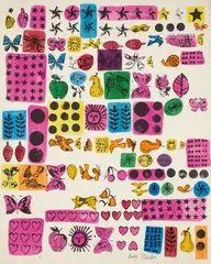 Wrapping Paper by Andy Warhol, 1956, Offset lithograph with hand-coloring, on wove paper, with full margins,, offered Oct 2013