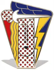 Modern Head Brooch by Roy Lichtenstein, 1968, Enamel in colors on metal,, sold Oct 2013