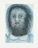 Kiki Smith, Wolf Girl, from the Blue Prints series, 1999, Etching and aquatint in colors, on Hahnemühle paper, with full margins,