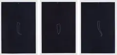 Not Vital, Untitled (N, O, T), 1993, Three woodcuts in blue, on Japanese paper, with full margins,