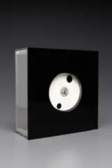 Indicator Time-To-Go by Takis, 1969, Black and clear Plexiglas with electromagnets and motorized rotating white disc,, sold Oct 2013