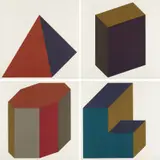 Sol LeWitt, Plate 2, 4, 8 and 11, from Forms Derived from a Cube (Colors Superimposed), 1991, Four screenprints in colors, on Somerset Textured paper, with full margins,