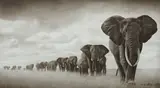 Elephants Moving Through Grass, Amboseli by Nick Brandt, 2008, Archival pigment print, sold Oct 2013