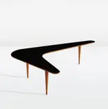 Jean Royere, "Boomerang" coffee table, circa 1957, Lacquered wood, oak