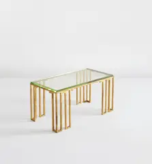 "Créneaux" low table by Jean Royere, circa 1954, Gold painted iron, beveled glass, offered Jun 2013