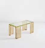 "Créneaux" low table by Jean Royere, circa 1954, Gold painted iron, beveled glass, offered Jun 2013