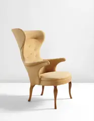 Frits Henningsen, Wingback armchair, circa 1935, Leather, mahogany