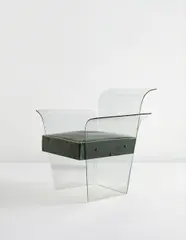 Rene-Andre Coulon, Armchair, circa 1938, Tempered glass, coated canvas