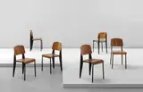 Set of six "Métropole" chairs, model no. 305 by Jean Prouvé, circa 1950, Painted steel, plywood, sold Jun 2013