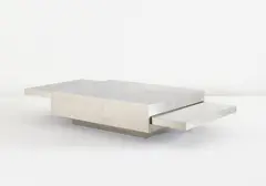 Gabriella Crespi, "2000" adjustable low table, from the "Plurimi" series, circa 1970, Stainless steel-covered wood