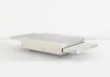 Gabriella Crespi, "2000" adjustable low table, from the "Plurimi" series, circa 1970, Stainless steel-covered wood