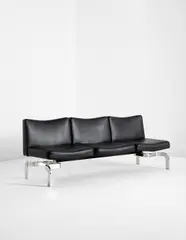 Maison Jansen, Sofa, circa 1970, Chromium-plated steel, metal, vinyl