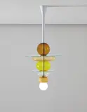 "Firenze" ceiling light by Ettore Sottsass, 1995, Clear colored glass, opaque colored glass, colorless glass, painted metal, sold Jun 2013