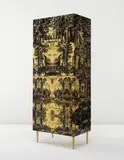 Piero Fornasetti, Important unique "Giardino Settecentesco" wardrobe from Piero Fornasetti's master bedroom, Villa Fornasetti, Varenna, circa 1954, Lithographic transfer-printed wood, painted wood, maple, brass