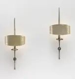 Félix Agostini, Pair of "Glaive" wall lights, circa 1971, Nickel-plated bronze, paper shades