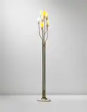 Max Ingrand, Rare floor lamp, circa 1955, Colored glass, tubular brass, brass, opaque glass