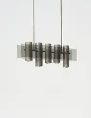 "Organo" ceiling light, model no. 2177 by Max Ingrand, circa 1965, Nickel-plated metal, colored glass, painted metal, faceted colored glass, offered Jun 2013
