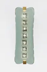 Wall light, model no. 1568 by Max Ingrand, circa 1956, Frosted and partially-chiseled glass, nickel-plated and polished bronze, steel, sold Jun 2013