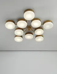 Ceiling light by Gio Ponti, circa 1955, Polished brass, painted brass, opaque glass, sold Jun 2013