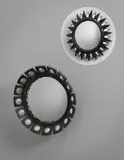 Line Vautrin, "Soleil à Pointes" mirror, model no. 2, circa 1955, Talosel resin, colored glass, mirrored glass
